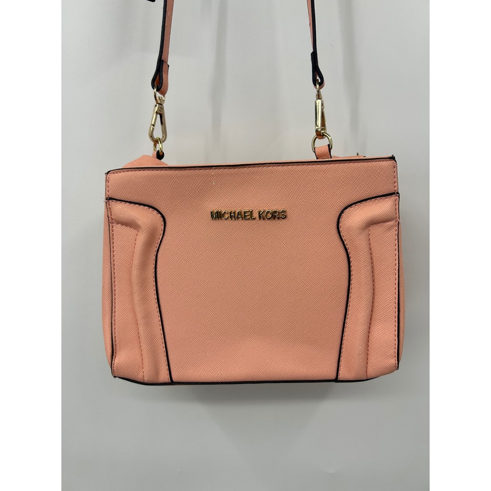 Michael Kors Crossbody Bag Coral Pink Saffiano Leather Gold Hardware